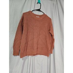Old Navy Tunic Length Textured Knit Sweater Rust Orange M